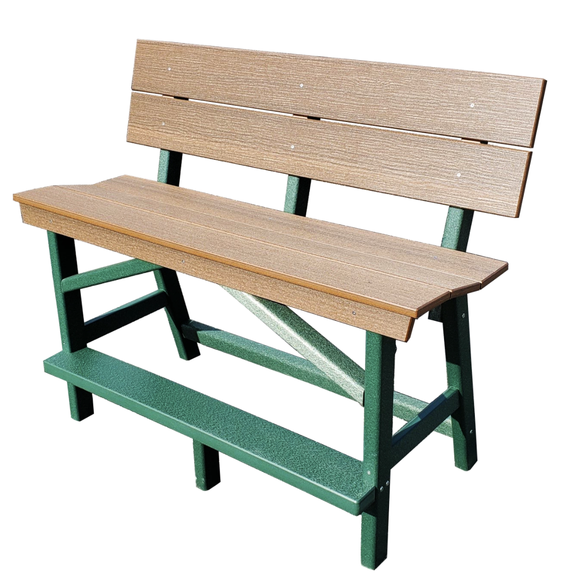 Perfect Choice Furniture Recycled Plastic Stanton Standard Counter Height Bench With Back - LEAD TIME TO SHIP 4 WEEKS OR LESS