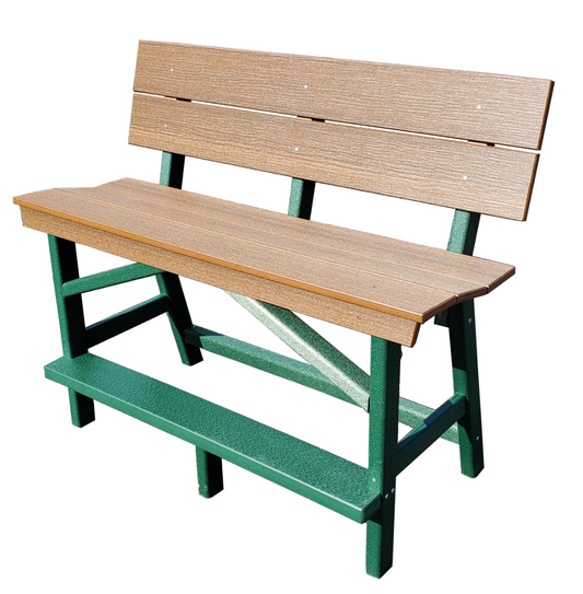 Perfect Choice Furniture Recycled Plastic Stanton Standard Counter Height Bench With Back - LEAD TIME TO SHIP 4 WEEKS OR LESS