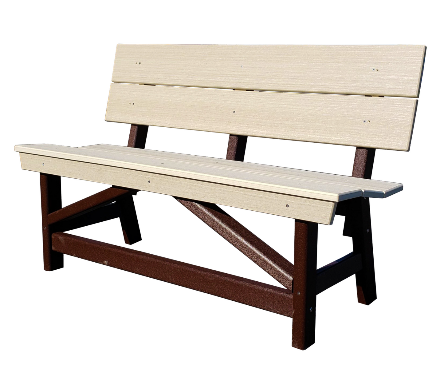 Perfect Choice Furniture Recycled Plastic Stanton Standard Dining Height Bench With Back - LEAD TIME TO SHIP 4 WEEKS OR LESS