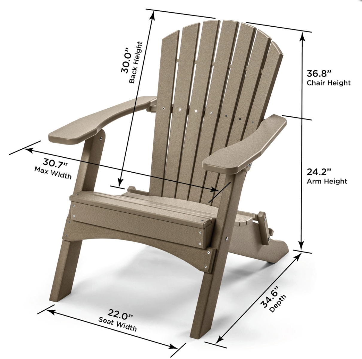 Perfect Choice Recycled Plastic Classic Folding Adirondack Chair - LEAD TIME TO SHIP 4 WEEKS OR LESS