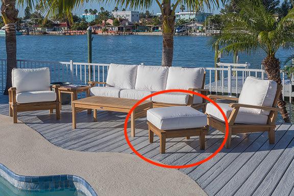 Royal Teak Collection Miami Outdoor Deep Seating Ottoman - SHIPS WITHIN 1 TO 2 BUSINESS DAYS