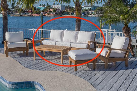 Royal Teak Collection Outdoor Miami Deep Seating 3 Seater Sofa - SHIPS WITHIN 1 TO 2 BUSINESS DAYS