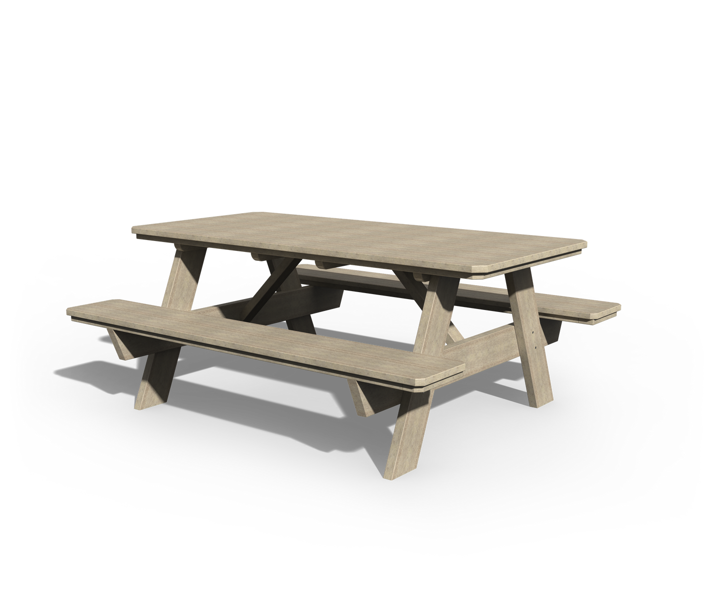 Patiova Recycled Plastic 3'x6' Picnic Table with Seats Attached - LEAD TIME TO SHIP 3 WEEKS