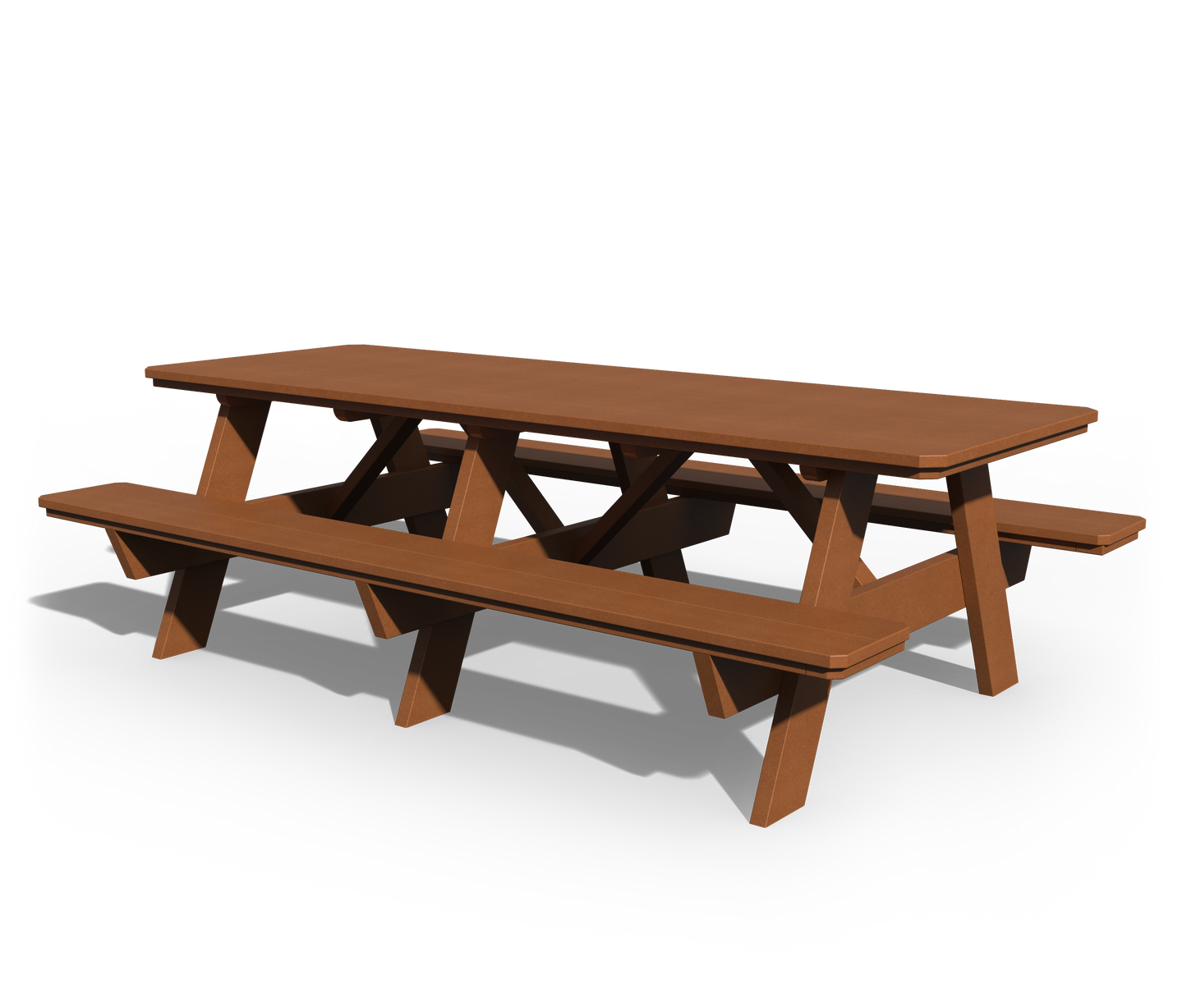 Patiova Recycled Plastic 3'x8' Picnic Table with Seats Attached - LEAD TIME TO SHIP 4 WEEKS