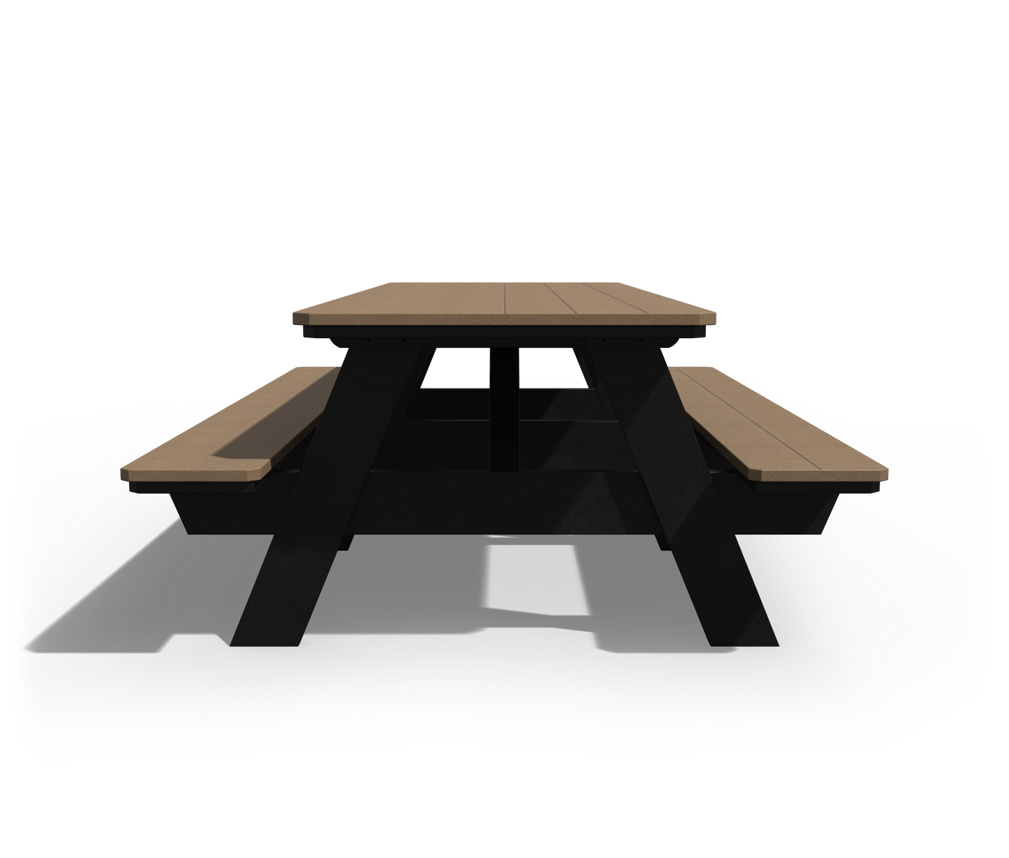 Patiova Recycled Plastic 3'x8' Picnic Table with Seats Attached - LEAD TIME TO SHIP 3 WEEKS