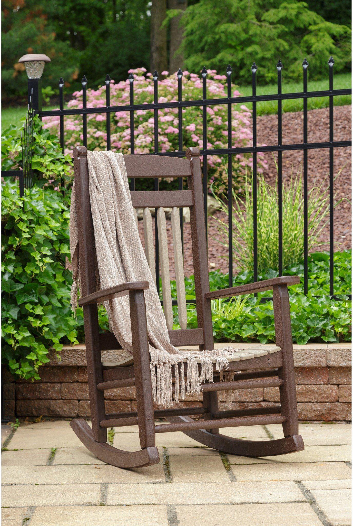 Leisure Lawns Amish Made Recycled Plastic Lumbar Rocking Chair Model #84 - LEAD TIME TO SHIP 4 WEEKS OR LESS