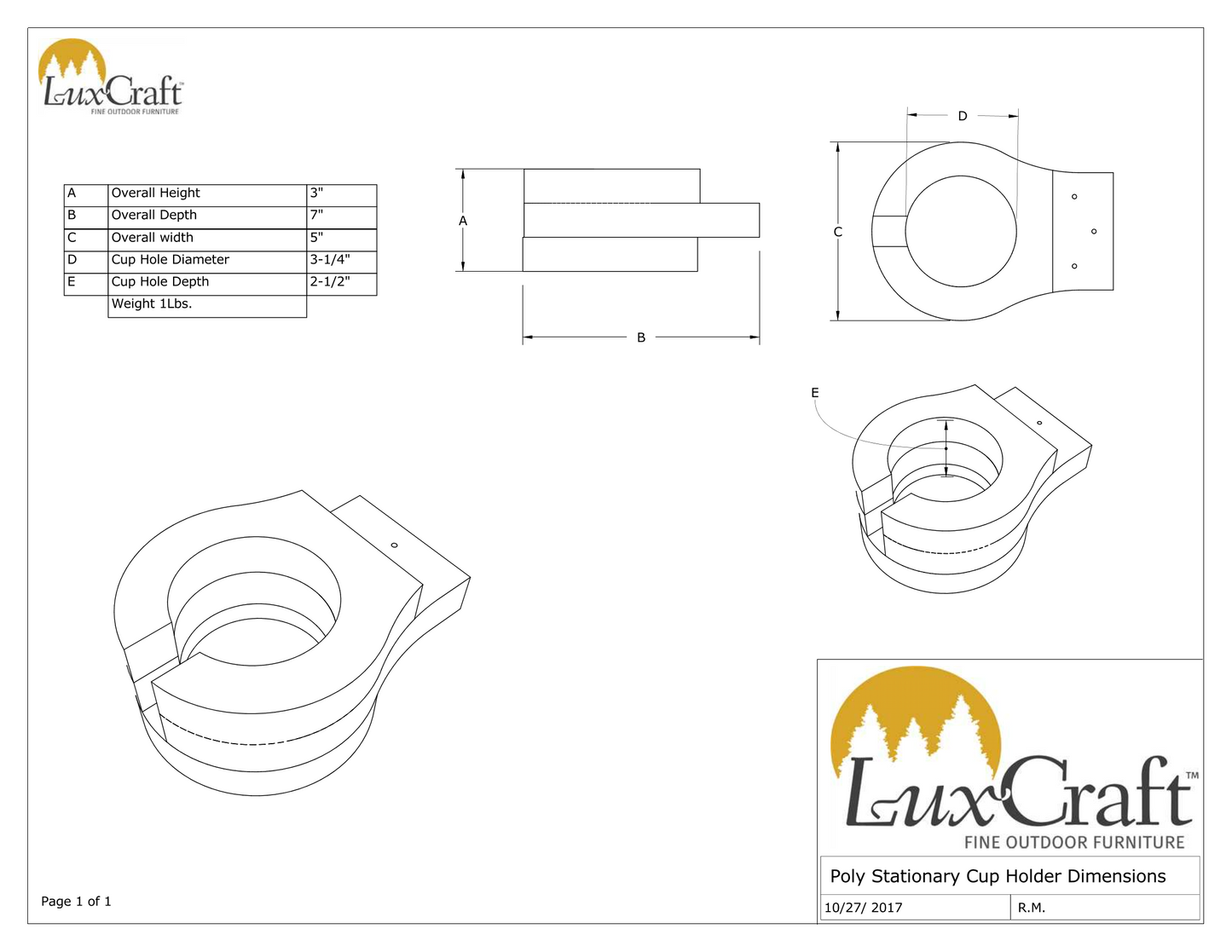 poly stationary cupholder dimensions page