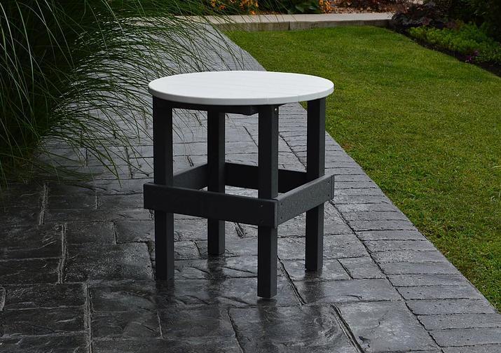 A&L Furniture Recycled Plastic Poly Round Side Table w White Top - LEAD TIME TO SHIP 10 BUSINESS DAYS