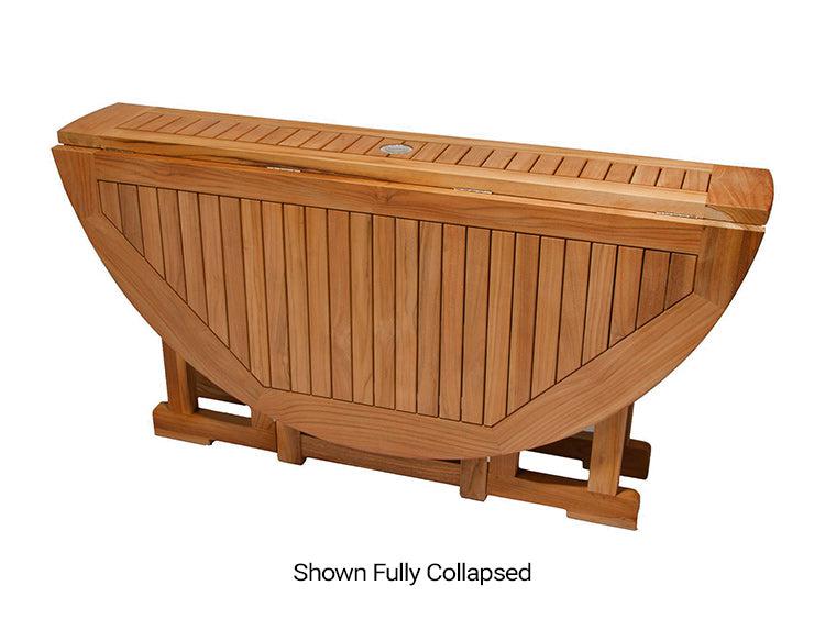 Royal Teak Collection 5' Drop leaf Outdoor Round Patio Table - SHIPS WITHIN 1 TO 2 BUSINESS DAYS
