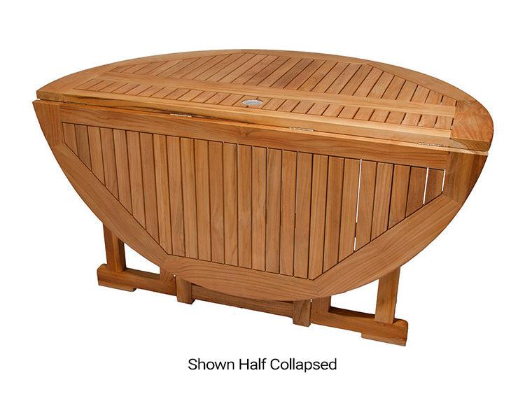 Royal Teak Collection 5' Drop leaf Outdoor Round Patio Table - SHIPS WITHIN 1 TO 2 BUSINESS DAYS