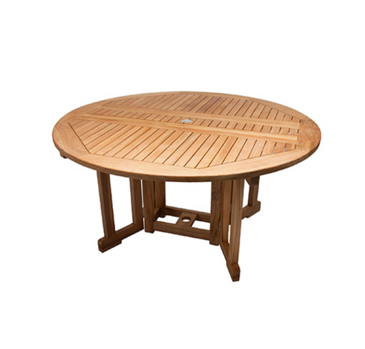 Royal Teak Collection 5' Drop leaf Outdoor Round Patio Table - SHIPS WITHIN 1 TO 2 BUSINESS DAYS