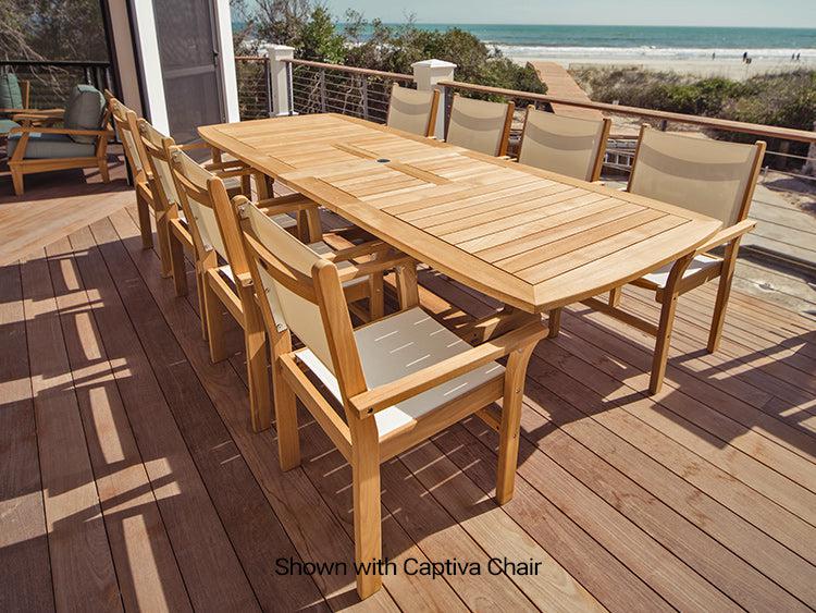 Royal Teak Collection 84/102/120" Outdoor Gala Expansion Patio Table - SHIPS WITHIN 1 TO 2 BUSINESS DAYS