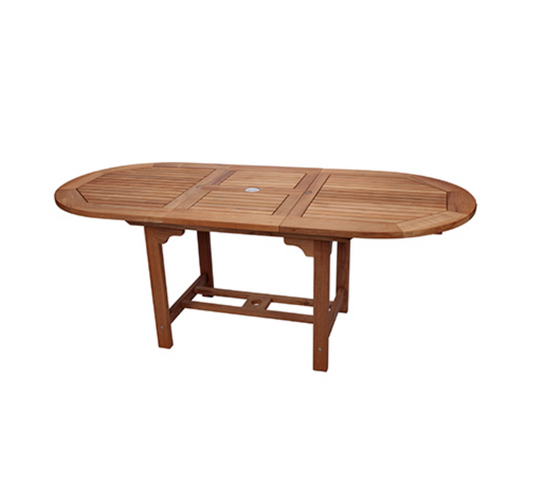 Royal Teak Collection 96/120 Outdoor Family Expansion Oval Patio Table - SHIPS WITHIN 1 TO 2 BUSINESS DAYS