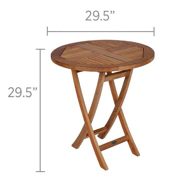 Royal Teak Collection Outdoor Medium Sailor 30" Round Folding Table - SHIPS WITHIN 1 TO 2 BUSINESS DAYS