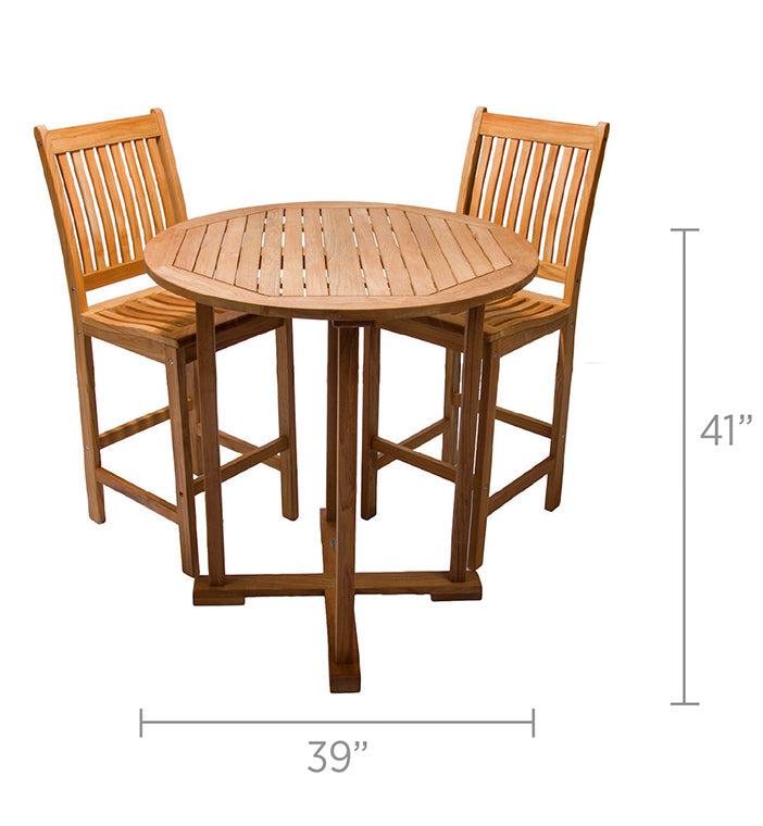 Royal Teak Collection Outdoor Patio 39" High Top  Bar Table - Ships FREE in 1 to 3 Business Days (SHOWN CHAIRS SOLD SEPARATELY) - SHIPS WITHIN 1 TO 2 BUSINESS DAYS