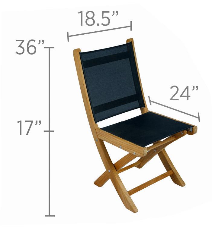 Royal Teak Collection Outdoor Sailmate Folding Side Sling Chair - SHIPS WITHIN 1 TO 2 BUSINESS DAYS