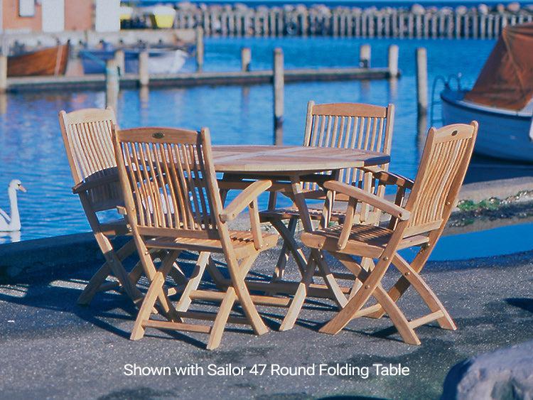 Royal Teak Collection Outdoor Sailor Folding Patio Arm Chair - SHIPS WITHIN 1 TO 2 BUSINESS DAYS