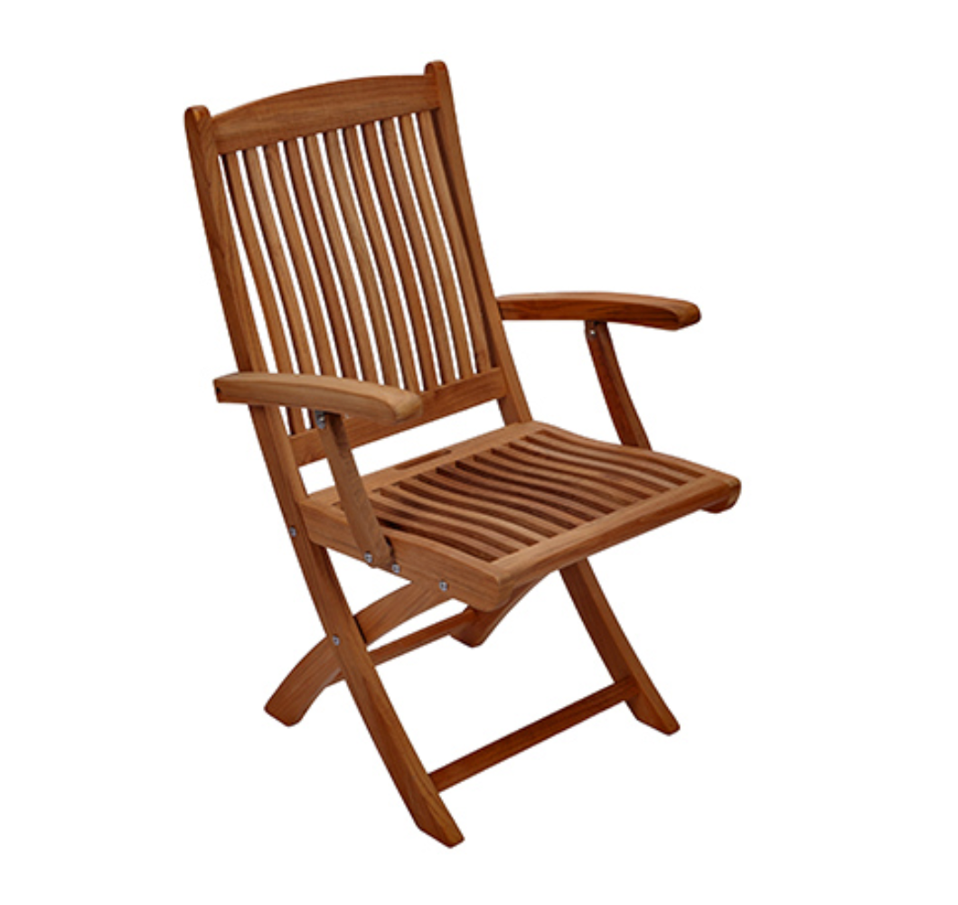 Royal Teak Collection Outdoor Sailor Folding Patio Arm Chair - SHIPS WITHIN 1 TO 2 BUSINESS DAYS