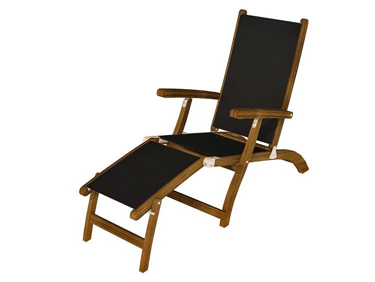 Royal Teak Collection Outdoor Sling Steamer Chaise Lounge - SHIPS WITHIN 1 TO 2 BUSINESS DAYS