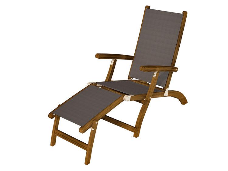 Royal Teak Collection Outdoor Sling Steamer Chaise Lounge - SHIPS WITHIN 1 TO 2 BUSINESS DAYS