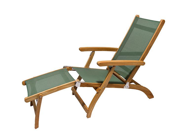 Royal Teak Collection Outdoor Sling Steamer Chaise Lounge - SHIPS WITHIN 1 TO 2 BUSINESS DAYS