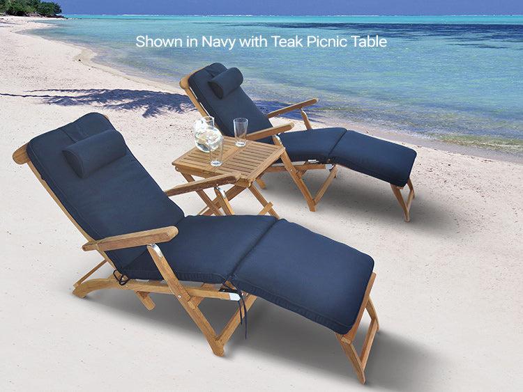 Royal Teak Collection Outdoor Steamer Adjustable Chaise Lounge - SHIPS WITHIN 1 TO 2 BUSINESS DAYS