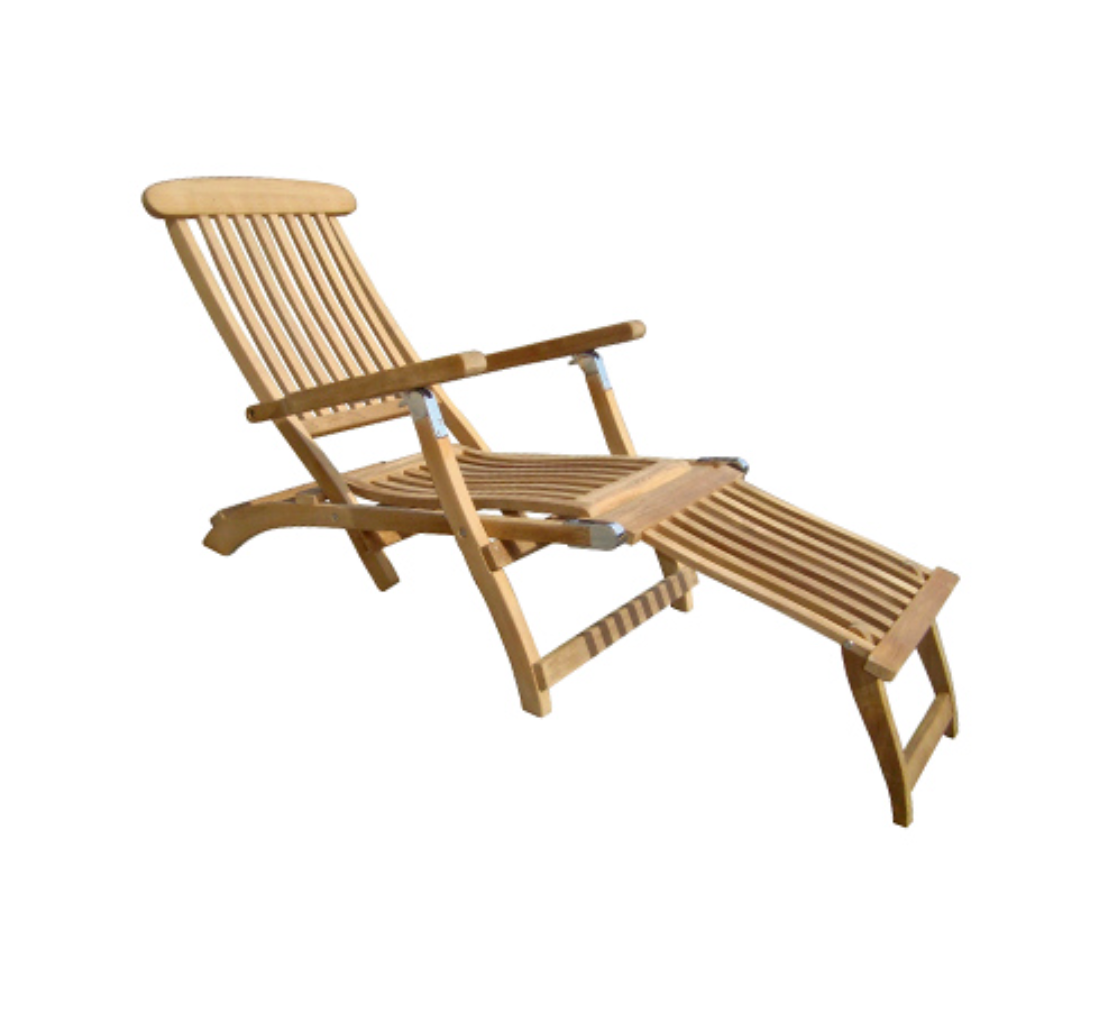 Royal Teak Collection Outdoor Steamer Adjustable Chaise Lounge - SHIPS WITHIN 1 TO 2 BUSINESS DAYS