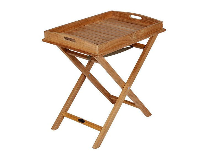 Teak Serving Tray with Stand, Patio Furniture