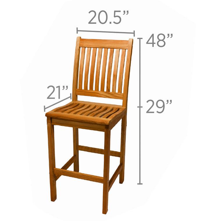 Royal Teak Collection Solid Teak High Top Bar Chair - SHIPS WITHIN 1 TO 2 BUSINESS DAYS