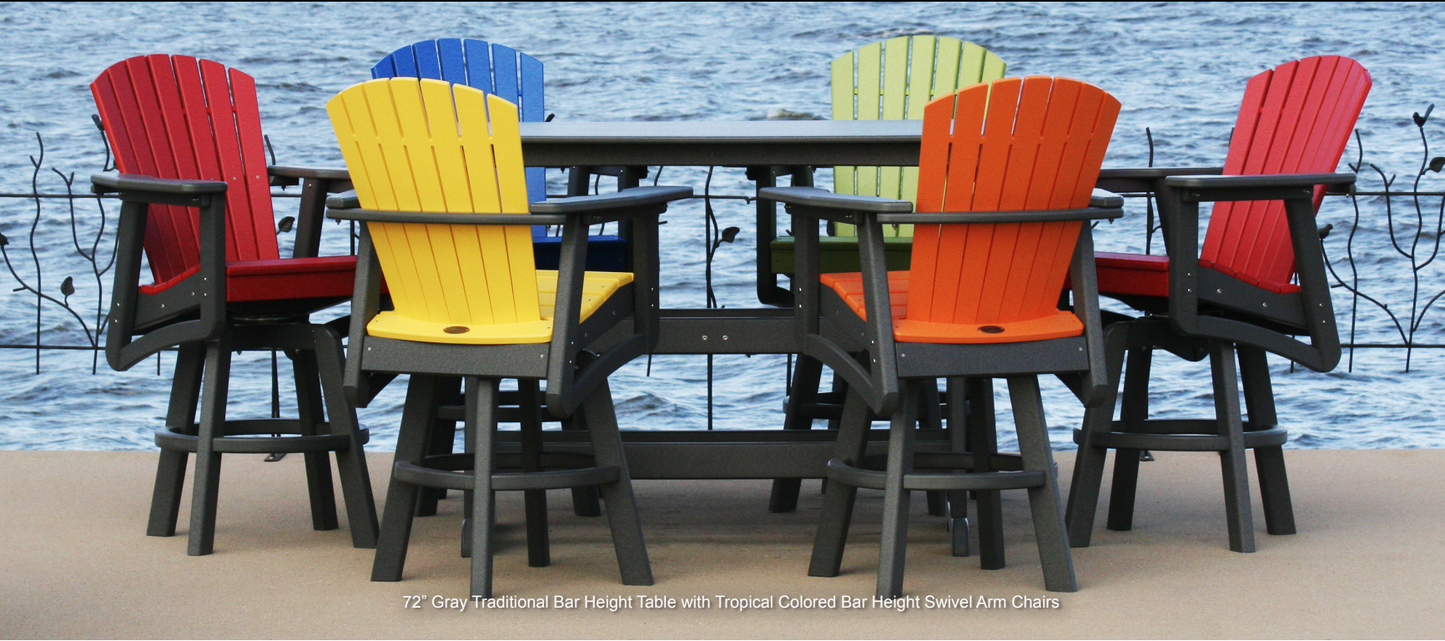 Perfect Choice Recycled Plastic Classic Swivel Bar Height Arm Chair - LEAD TIME TO SHIP 4 WEEKS OR LESS