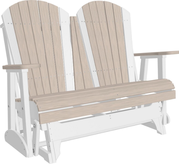 luxcraft recycled plastic 4' adirondack glider chair birch on white