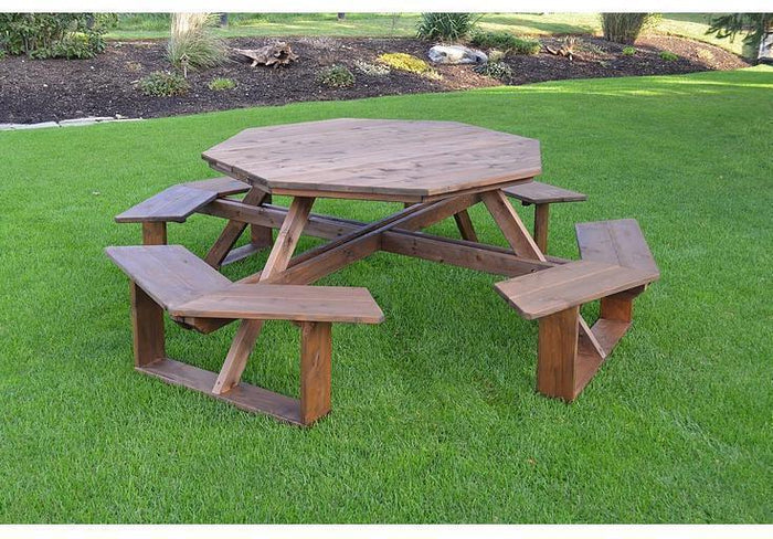A & L FURNITURE CO. Western Red Cedar 54" Octagon Walk-In Table- Specify for FREE 2" Umbrella Hole  - Ships FREE in 5-7 Business days - Rocking Furniture