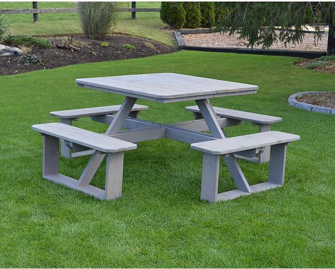 A & L FURNITURE CO. Western Red Cedar 44"  Square Walk-In Table- Specify for FREE 2" Umbrella Hole  - Ships FREE in 5-7 Business days - Rocking Furniture