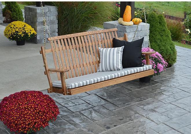 A & L Furniture Co. Amish Made 5' Bent Oak Porch Swing Chains Included  - Ships FREE in 5-7 Business days - Rocking Furniture
