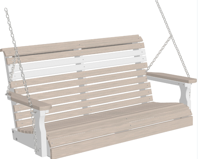 luxcraft rollback 4ft. recycled plastic porch swing birch on white