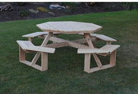 A & L FURNITURE CO. Western Red Cedar 54" Octagon Walk-In Table- Specify for FREE 2" Umbrella Hole  - Ships FREE in 5-7 Business days - Rocking Furniture