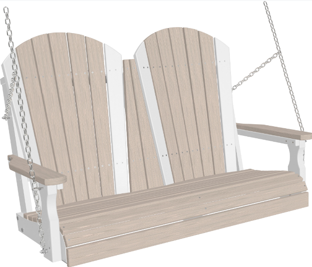 poly adirondack swing weatherwood on white