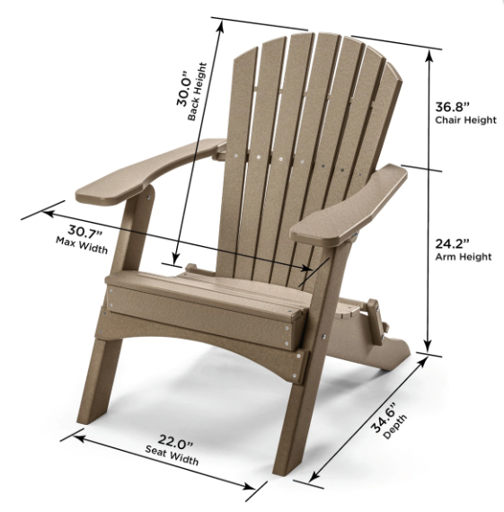 Perfect Choice Recycled Plastic Classic Folding Adirondack Chair - LEAD TIME TO SHIP 4 WEEKS OR LESS