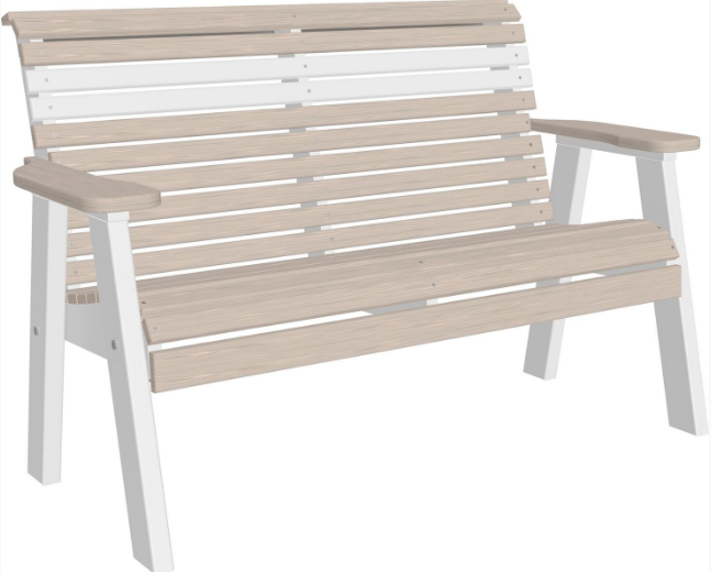 LuxCraft Rollback Recycled Plastic 4ft Plain Bench - LEAD TIME TO SHIP 7 BUSINESS DAYS OR LESS