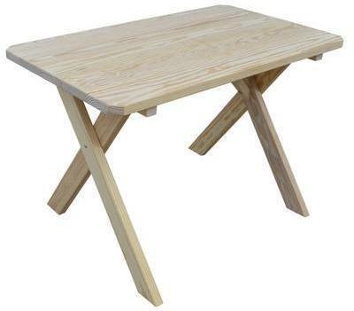A&L Furniture Co. Yellow Pine 55" Cross-leg Table Only - Specify for Free 2" Umbrella Hole - LEAD TIME TO SHIP 10 BUSINESS DAYS