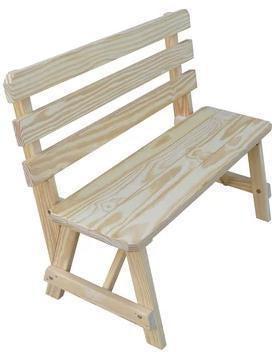 A&L Furniture Co. Yellow Pine 55" Traditional Backed Bench Only - LEAD TIME TO SHIP 10 BUSINESS DAYS
