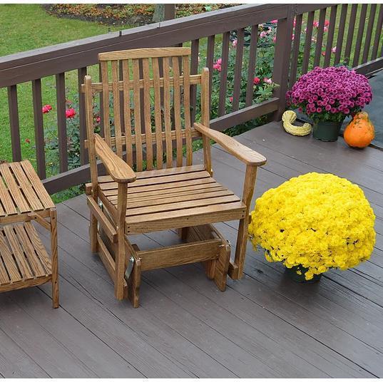 A & L Furniture Co. Amish Made Bent Oak Glider Chair  - Ships FREE in 5-7 Business days - Rocking Furniture