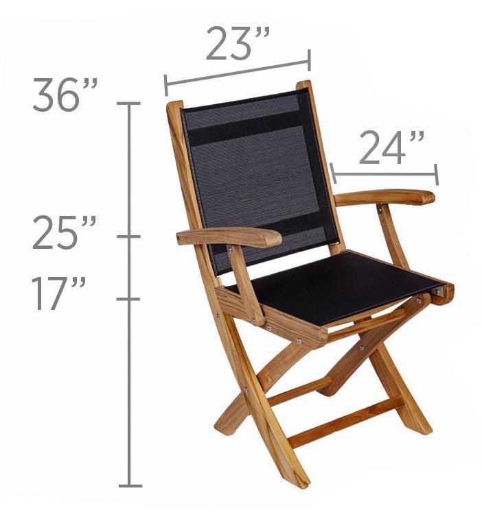 Royal Teak Collection Outdoor Sailmate Folding Arm Sling Chair - SHIPS WITHIN 1 TO 2 BUSINESS DAYS