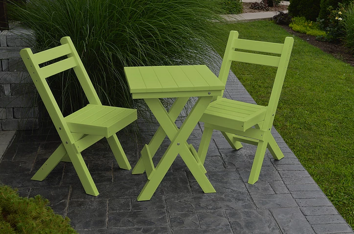 A&L Furniture Company Recycled Plastic Amish Coronado Square Folding Bistro Set - Tropical Lime