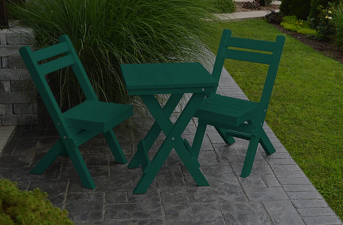 A&L Furniture Company Recycled Plastic Amish Coronado Square Folding Bistro Set - Turf Green