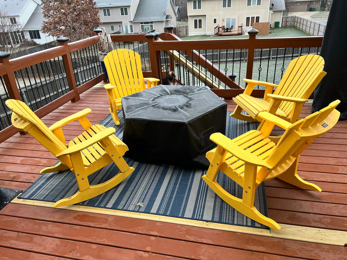 wildridge recycled plastic heritage high fan back adirondack rocking chair yellow