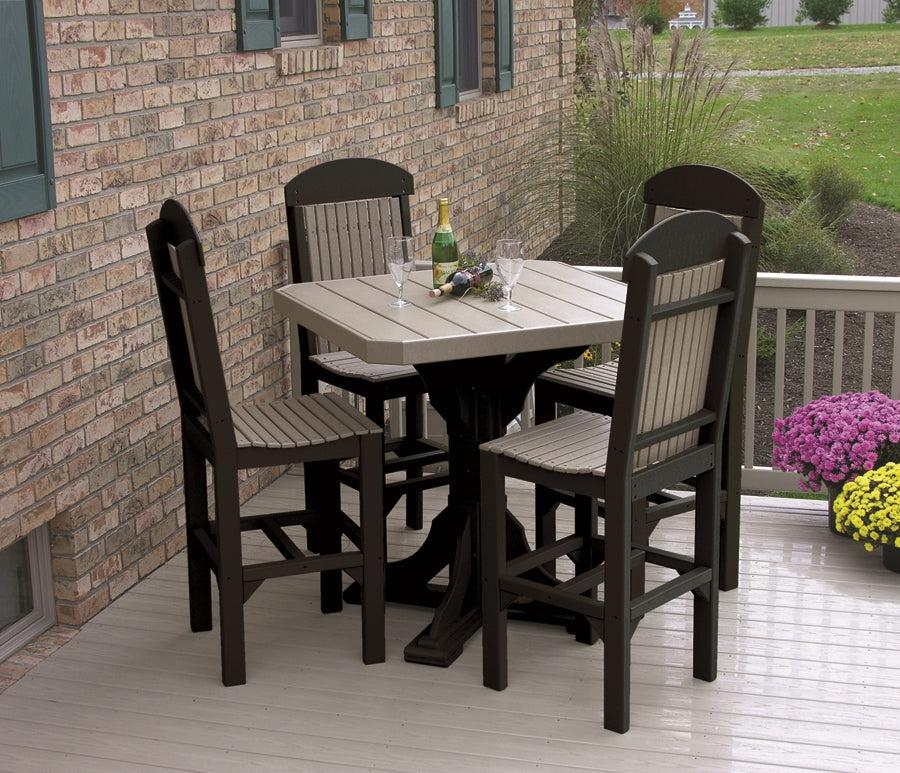 LuxCraft Recycled Plastic 41" Square Bar Height Poly Table Set with4 Classic Bar Side Chairs - LEAD TIME TO SHIP 3 TO 4 WEEKS