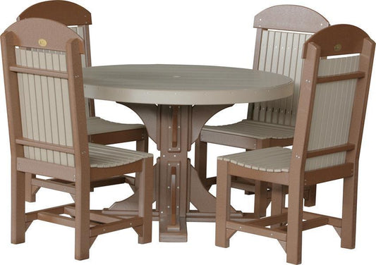 LuxCraft Recycled Plastic 4' Poly Round Dining Height Table Set with Four Classic Dining Side Chairs - LEAD TIME TO SHIP 3 TO 4 WEEKS