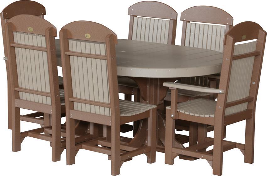 LuxCraft Recycled Plastic Poly Captain Chair Oval Dining Set - LEAD TIME TO SHIP 3 TO 4 WEEKS