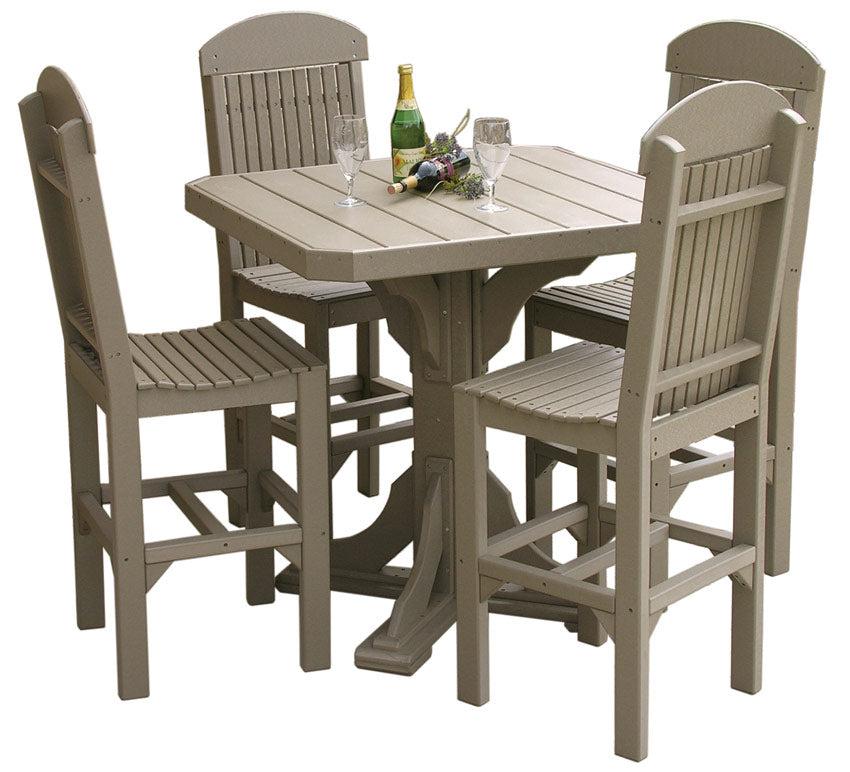 LuxCraft Recycled Plastic 41" Square Bar Height Poly Table Set with4 Classic Bar Side Chairs - LEAD TIME TO SHIP 3 TO 4 WEEKS